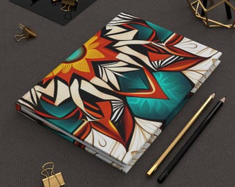 Native Hardcover Journal Matte - Indigenous Pattern Notebook, Tribal Diary, Ethnic Sketchbook, Boho Notepad, Cultural Writing Pad