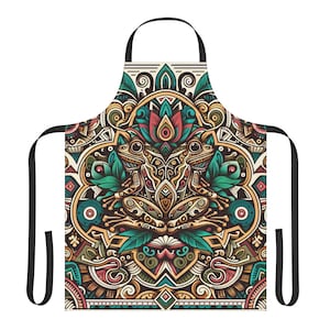 Bohemian Frog Kitchen Apron, Vibrant Cooking Gift for Chefs, Colorful BBQ Cover-Up, Artistic Home Decor, Unique Gift for Foodies