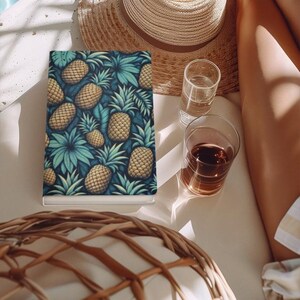 Tropical Pineapple Hardcover Journal, Summer Notebook, Travel Diary, Gift for Writers, Pineapple Decor, Island Theme, Vacation Gift