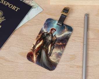 Angel Luggage Tag - Heavenly Travel Bag Identifier, Cherub Suitcase Label, Wings Backpack Tag, Religious ID Accessory, Spiritual Baggage