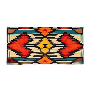 Southwestern Beach Towel - Bohemian Summer Blanket, Vibrant Southwest Towel, Tribal Aztec Beach Towel, Colorful Pattern Picnic Mat, Ethnic