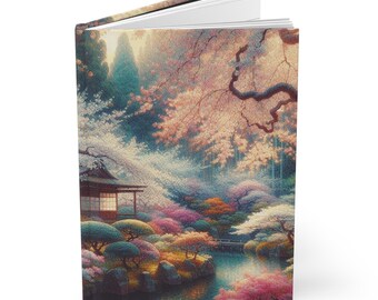Notizbuch „Serene Garden“ (gebundene Ausgabe), florales Notizbuch, Meditationsjournal, Geschenk für Schriftsteller, naturinspiriertes Journal, Reisetagebuch, orientalisch