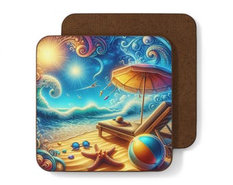 Beach Vibes Untersetzer - Sommer Wohndekor, Geschenk am Ozean, Wohnaccessoire, Party Trinkgefäße, Strandparty Essentials