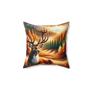 Deer Pillow, Wildlife Cabin Decor, Forest Animal Cushion, Nature Lover Gift, Woodland Home Accent, Rustic Throw Pillow
