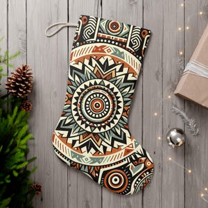 Calcetín navideño, calcetín autóctono. Decoración navideña, decoración festiva para el hogar, regalo de Navidad, decoración de Papá Noel, calcetín de invierno, hecho en el Reino Unido.