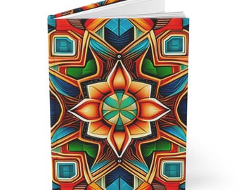 Tribal Hardcover Journal Matte, Ruled Notebook for Writing, Unique Boho Diary, Blank Sketchbook, Gift for Writers, Lined Notepad