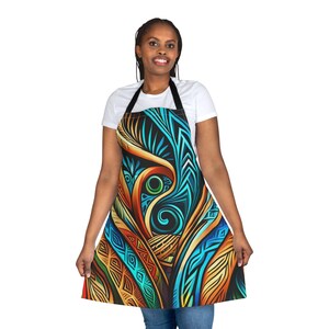 Polynesian Apron, Cooking Apron, Kitchen Apron, Chef Apron, BBQ Apron, Gift for Cook, Tropical Apron, Indigenous Gift, Cozy Apron