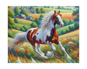 Equestrian Paradise Puzzle - Horse Art Jigsaw for Animal Lovers, Ideal Gift for Kids and Adults, Family Fun, Home Decor, Native Gifts