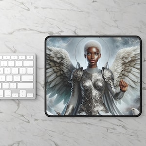 Ebony Angel Gaming Mouse Pad - Dark Fantasy Desk Mat for Gamers, Stylish Mousepad, Computer Accessories, Office Decor, Gift for Gamers