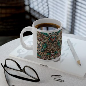 Bohemian Frog Jumbo Mug, 20oz | Colorful Coffee Cup, Art Lover Gift, Unique Tea Mug, Home Decor, Meditation Mug, Cultural Gift