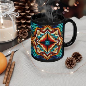 Native Mug - Indigenous Ceramic Cup, Tribal Coffee Mug, Ethnic Tea Cup, Boho Drinkware Gift, Southwest Kitchen Decor