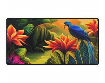 Tropical Desk Mat, Palm Leaf Work Pad, Botanical Mousepad, Office Decor, Desk Accessory, Computer Gaming Mat
