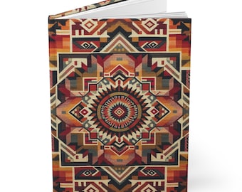 Southwestern Hardcover Journal, Matte Cover Notebook for Writing, Blank Sketchbook, Tribal Design Diary, Gift for Writers, Travel Journal