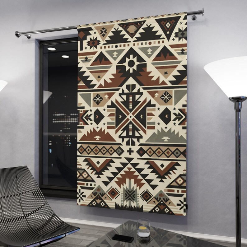 Southwestern Aztec Pattern Window Curtain | Tribal Geometric Panel - Etsy