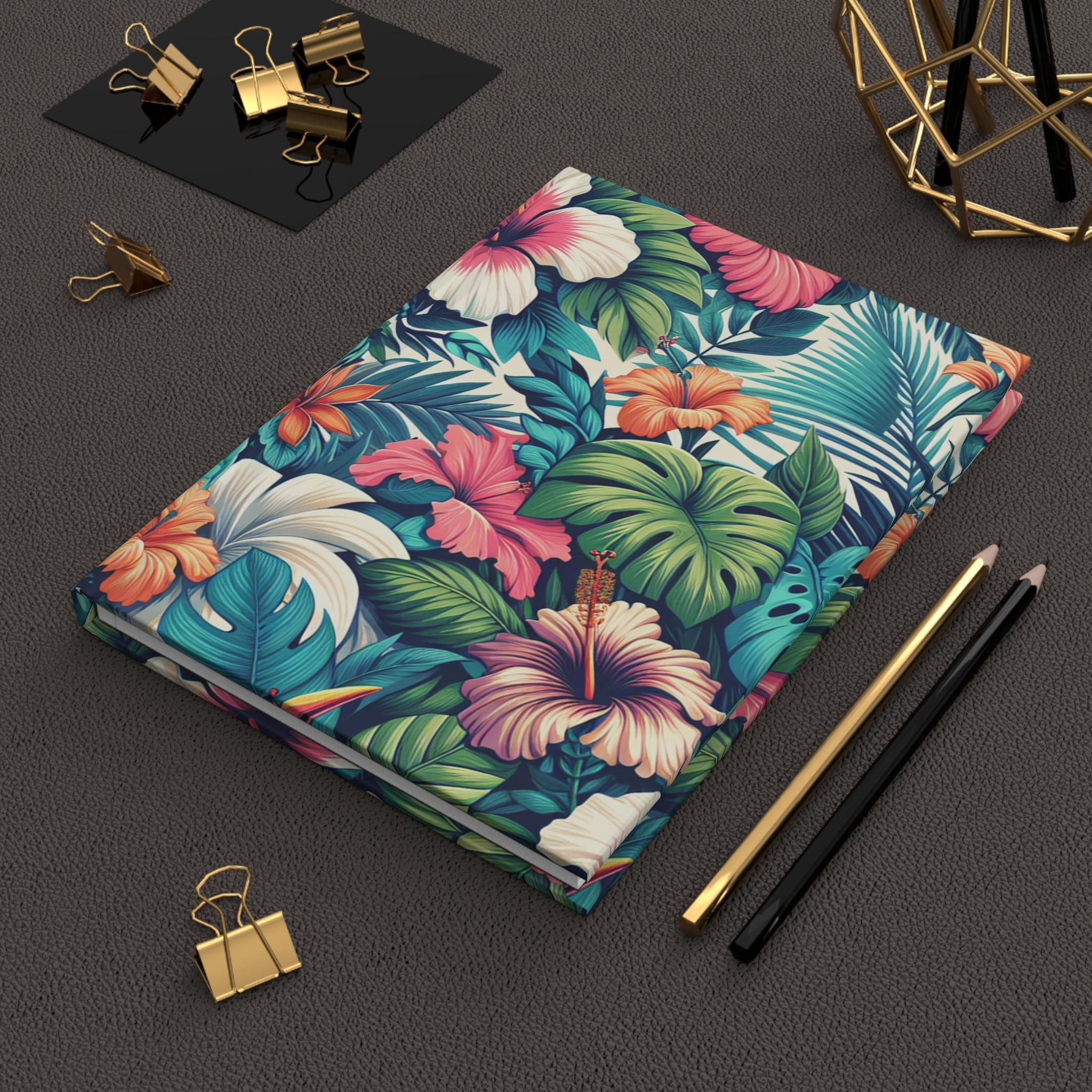 Tropical Hardcover Journal Matte, Botanical Notebook, Palm Tree Diary, Nature Writing Journal, Lined Pages, Gift for Nature Lover