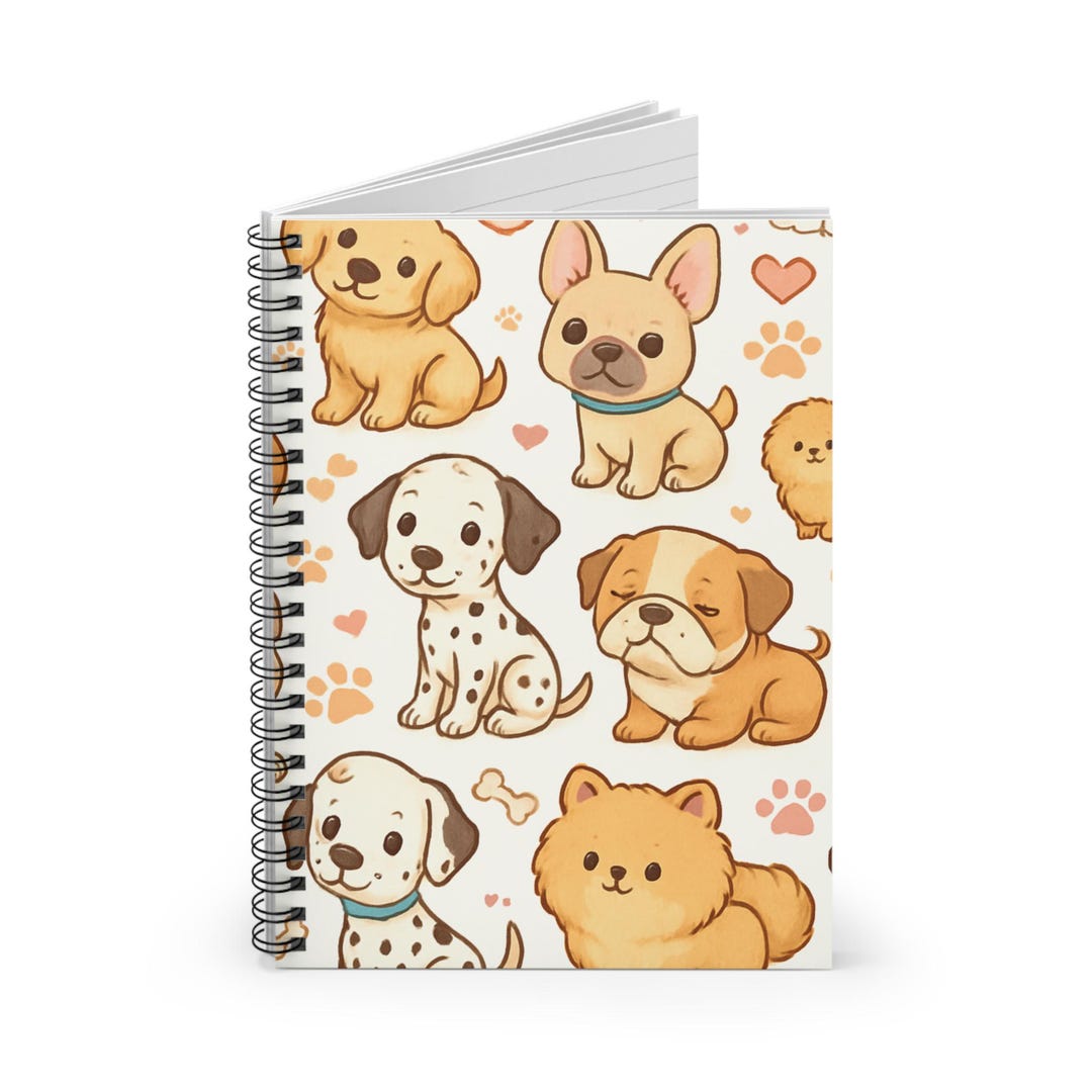 Cute Cartoon Puppies Spiral Notebook | Ruled Line, Dog Pattern - Etsy
