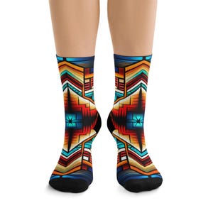 Native Socks, Eco-Friendly Footwear, Upcycled Sock Set, Sustainable Clothing, Tribal Print, Earthy Design, Indigenous Gift, Southwest