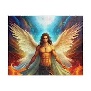 Angel Jigsaw Puzzle, Heavenly 110-520 Piece Game for Adults and Kids, Religious Gift, Christmas Activity, Cherub Art Print