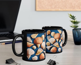 Muscheln Becher, Strand-Liebhaber-Geschenk, Küstenkaffeetasse, Ozean-Thema-Teebecher, nautisches Küchendekor, Geschenk für sie, unter dem Meerbecher