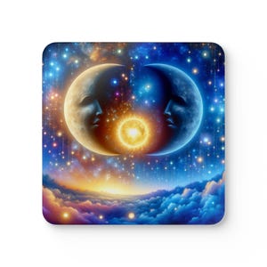 Corkwood Coaster Set, Night Sky Coasters - Handmade Wooden Coasters, Celestial Drink Coasters, Astronomy Gifts, Starry Night Home Decor