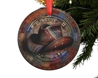 Cowboy Hat Ornament, Western Christmas Tree Decor, Holiday Gift, Cowgirl Theme Decoration, Rodeo Roundup Charm, Texas Style Stocking Stuffer