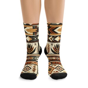 Southwestern Socks - Patterned Footwear, Tribal Print Recycled Poly Socks, Gift for Hikers and Outdoor Enthusiasts, Eco-Friendly