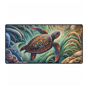 Colorful Turtle Desk Mat - Marine Life Decor, Office Accessories, Eco-Friendly Gifts, Nature Lover's Essential, Turtle Lovers Gift, Aquatic