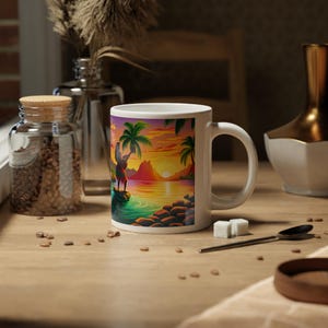 Hawaiian Jumbo Mug, 20oz, Tropical Drink Cup, Aloha Coffee Tumbler, Beach Lover Gift, Floral Tea Mug, Polynesian Mug, Summer Vacation Mug