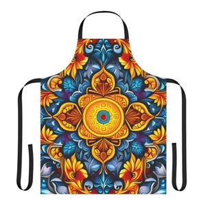 Renaissance Apron, Medieval Kitchen Cooking Cover, Historical Costume Attire, Artisan Crafted Gift Idea, Mandala Apron, Chinoiserie Gifts