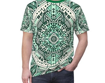 Mint Green Native Tee, Tribal Shirt, Earthy Boho T-Shirt, Unisex Graphic Tee, Organic Nature Lover Top, Indigenous Clothing