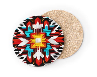 Juego de posavasos tribales, posavasos indígenas, decoración bohemia, posavasos de mesa del suroeste, posavasos de cerámica azteca, posavasos étnicos
