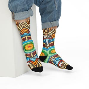 Sublimation Crew Socks, tribal socks, African socks, Indigenous socks, Native socks, boho socks, gift socks, tribal clothes