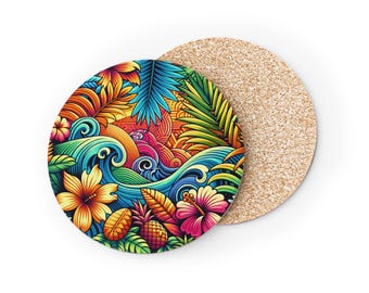 Tropische hawaiianische Untersetzer - Strandparty-Getränkematten, Sommervibes-Cup-Untersetzer, Luau-Thema Tischdekoration, Insel-Stil-Gastgeschenk, Palme