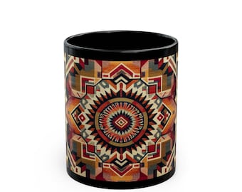 Southwest Ceramic Mug, Boho Tribal Print Coffee Cup, 11oz 15oz Drinkware