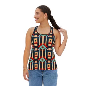 Women&#39;s Tribal Tank Top, Aztec Print Sleeveless Shirt, Boho Chic Camisole, Southwestern Summer Tank, Ethnic Pattern Tee, Festival Clothing