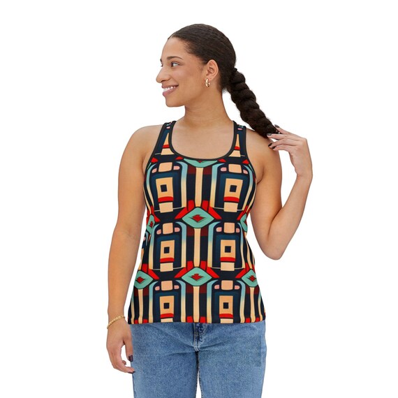 Débardeur tribal pour femme, chemise sans manches à imprimé