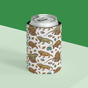 Portabevande con motivo iguana e tartaruga / Design con foglie di rettile