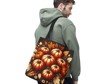 Fall Pumpkin Tote Bag | Autumn Shopping Bag | Halloween Trick or Treat Tote | Seasonal Grocery Bag | Thanksgiving Bag