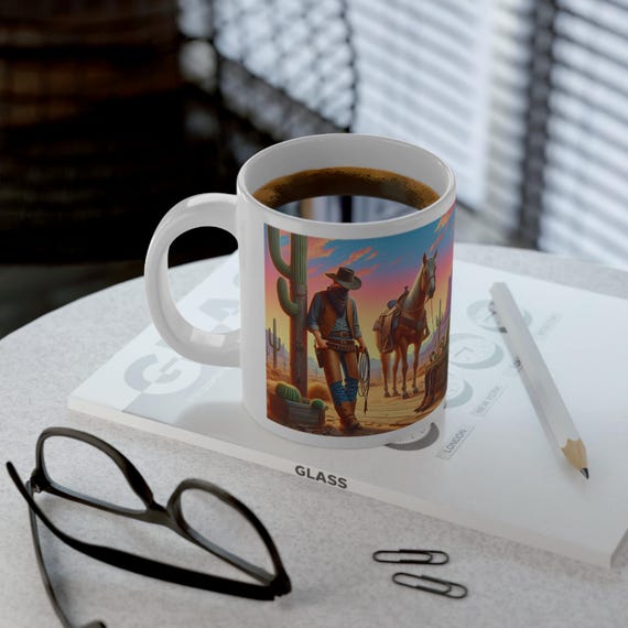 Western Sunset Jumbo Mug, 20oz Coffee Cup, Horse and Cactus Design, Rustic  Farmhouse Decor, Cowboy Gift, Southwestern Style Mug - Etsy New Zealand