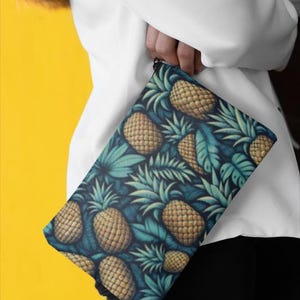 Trousse portaoggetti tropicale a forma di ananas, divertente trousse da viaggio per il trucco, grazioso beauty case, regalo estivo, accessori a tema spiaggia