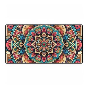 Vibrant Mandala Desk Mats for Creativity, Art Decor, Office Essentials, Gift for Designers, Meditation Space, India Design Gift, Cozy Gamer