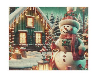 Christmas Snowman Puzzle – Vibrant Winter Scene, Family Activity (1014 Pieces)