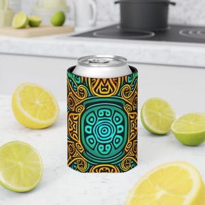 Hawaiian Can Cooler - Tropical Drink Holder, Beach Party Favor, Summer BBQ Accessory, Luau Beverage Sleeve, Vacation Gift