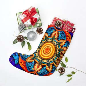 Weihnachtsstrumpf, Native Sun Design, Festtagsstrumpf, Weihnachtsdekoration, Traditionelle Weihnachtsdekoration, Kaminsimsdekoration, Hergestellt in den USA