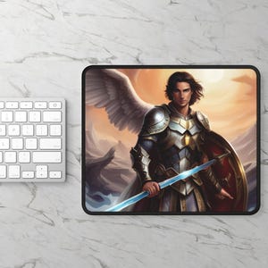 Angel Gaming Mouse Pad, Cherub Desk Mat, Heavenly Gamer Gift, Guardian Angel Mousepad, Cute Cherub Accessories