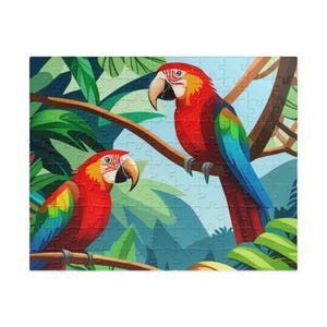 Puzzle, Tropical Parrot Jigsaw Puzzle, 110 252 520 Piece Game, Bird Lover Gift, Colorful Eco-Friendly Brain Teaser Toy, Hobby Present