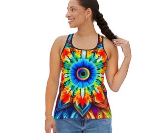 Camiseta sin mangas con estampado tie-dye, camiseta sin mangas para fiestas de verano, camisola estilo boho chic