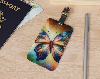 Colorful Butterfly Luggage Tag, Travel Accessory, Personalized Gift, Vacation Essentials, Boho Style, Summer Travel, Easter Gifts