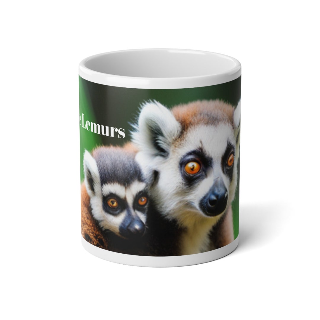 Jumbo Mug, 20oz, Love Lemurs Mugs, Love Lemurs Coffee Cups, Jumbo Lemur