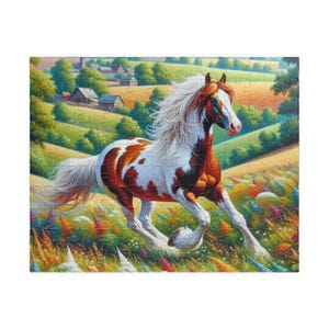Equestrian Paradise Puzzle - Horse Art Jigsaw for Animal Lovers, Ideal Gift for Kids and Adults, Family Fun, Home Decor, Native Gifts
